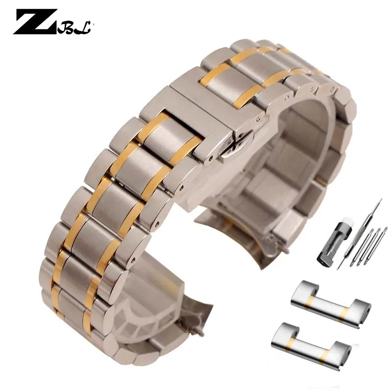 Stainless Steel Watchband Curved end Metal Wristwatches Band 14mm 15mm 16mm 17mm 18mm 19mm 20mm 21mm 22mm 23mm 24mm watch strap