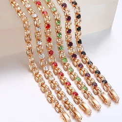 5.5mm Cubic Zirconia Bracelets For Women Iced Out White Red Green Crystal Rose Gold Color Bracelet On Hand Wedding Lady Jewelry