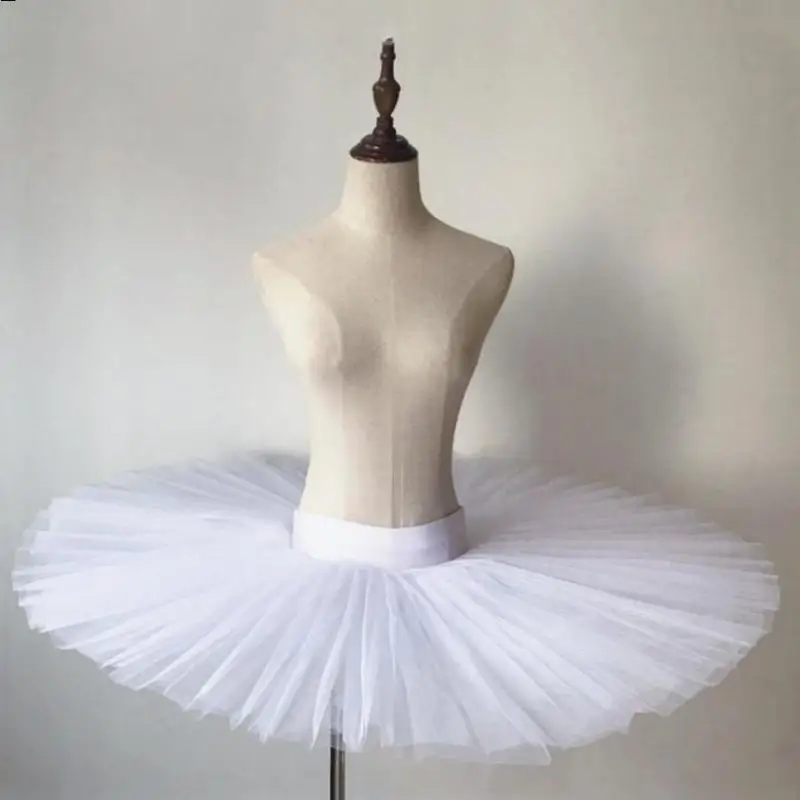 Tutús de Ballet profesionales para adultos y niños, tutú rígido de panqueque, faldas de tutú de práctica para niñas, tutú de plataforma blanca, 6