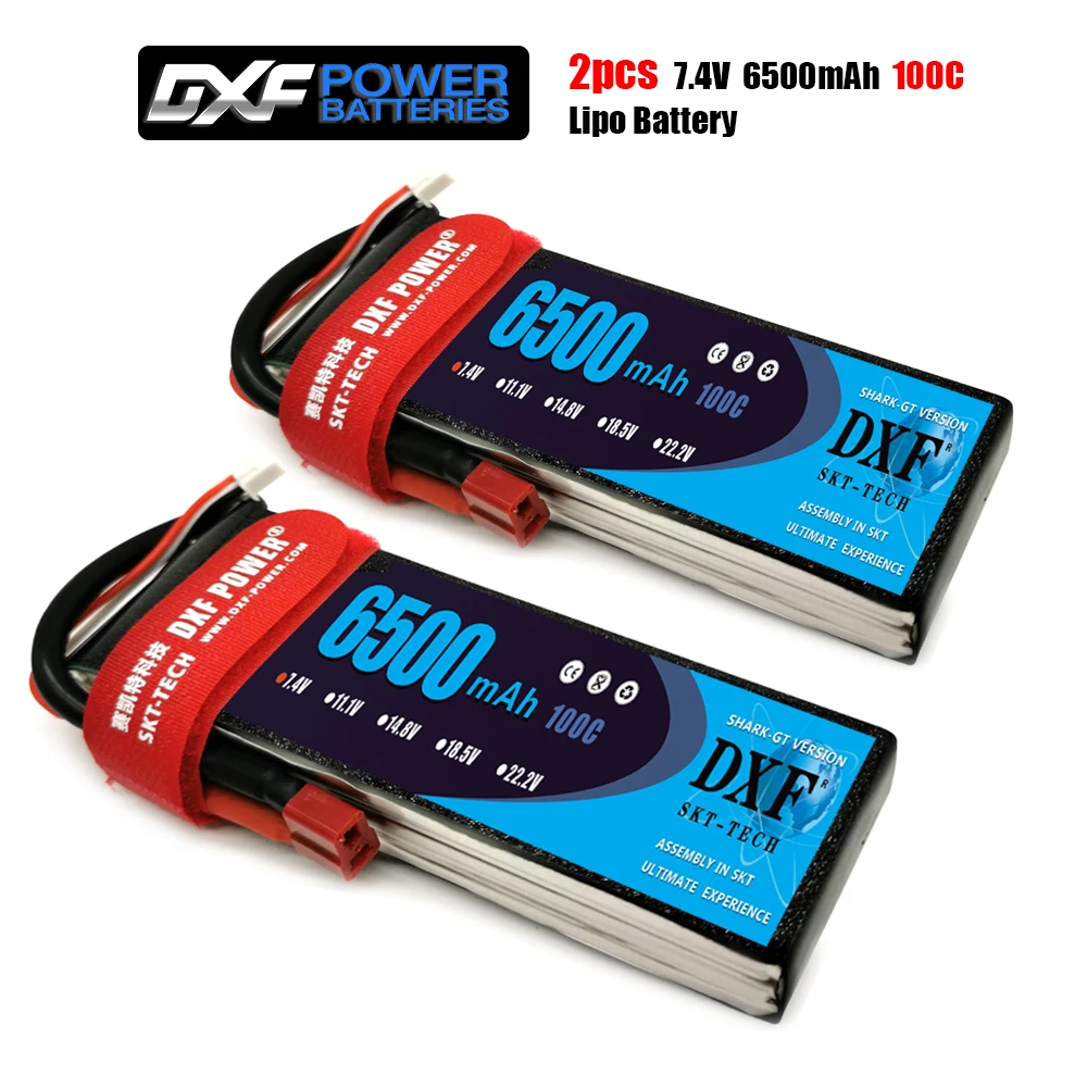 

2020 DXF 2PCS lipo battery 2S 7.4V 6500mah 100C Max 200C Toys & Hobbies For Helicopters RC Models Li-polymer Battery