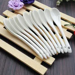 Large/Small Ceramic Porcelain Melamine Spoons Kitchen Tea Coffee White Spoons Sugar Dessert Spoon Kitchen Tool