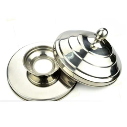 Magic Tricks Dove Pan Double Layer Pan Of Collector Silver Pigeon Appearing From Fire Pot Stage, Props Illusions Accessories