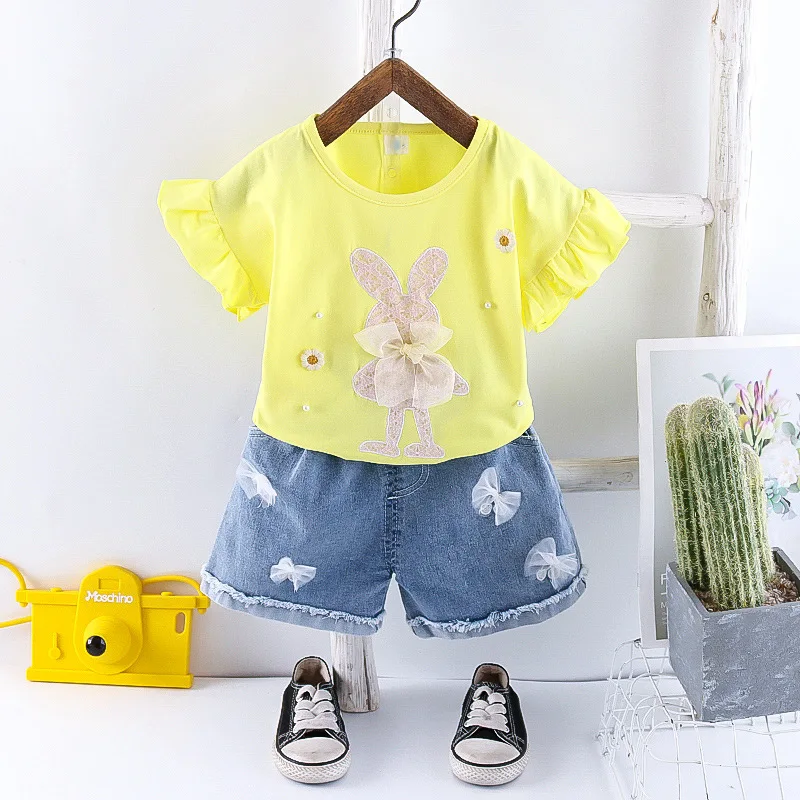 New Summer Fashion Baby Girl Clothes Suit Children Cute T-Shirt Shorts 2Pcs/Sets Toddler Casual Costume Outfits Kids Tracksuits