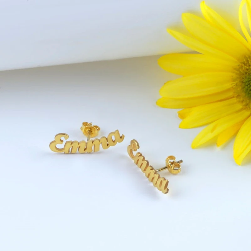 Cute Name Stud Earrings For Women Girl Fashion Jewelry Customized Stainless Steel   Initials Letter Earrings Personalized