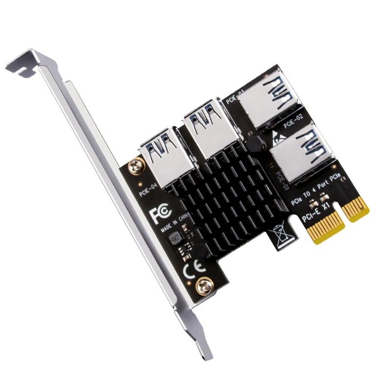 Pcie 1 a 4 riser cartão pci-e 1x a 4 riser usb 3.0 5gb cubo multiplicador pci express x16 riser para placa de vídeo para mineração de mineiro btc