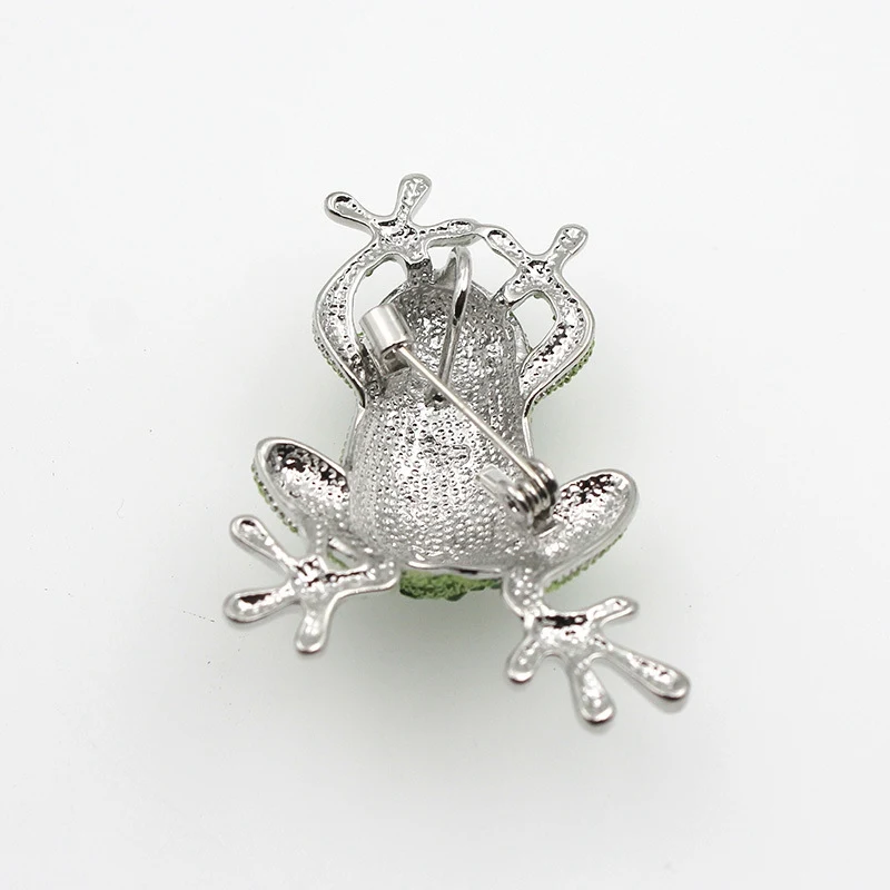 Luxury Green Crystal Frog Brooch Animal Brooches Pins For Women Dress Coat Accessories image 3