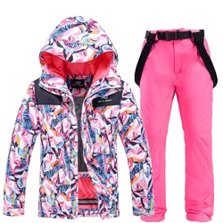 Traje de esquí cálido de 30 grados para mujer, chaqueta y pantalones de Snowboard a prueba de viento, traje de nieve para mujer, Disfraces para nieve al aire libre