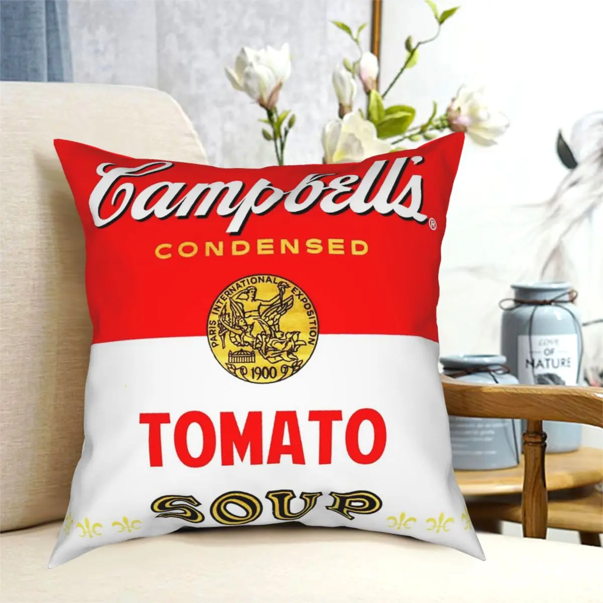 Campbell's Soup Square Pillowcase Polyester Creative Zipper Decorative Home Cushion Cover 18