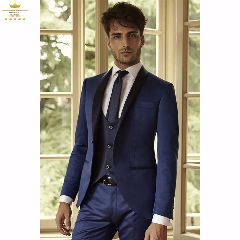 

SZMANLIZI MALE COSTUMES Latest Design 2022 Navy Blue Slim Fit Terno 3 Pieces Wedding Groom Suit Tuxedo For Men Formal Male Dress