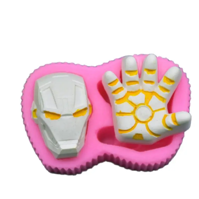 Tony Starkon Iron Man Figure Silicone Mold Fondant Candle Resin Aroma Stone Ornaments Soap Mold For Pastry Cup Cake Decorating