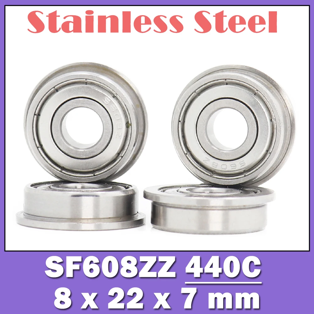 

SF608ZZ Flange Bearing 8*22*7 mm ( 4 PCS ) Double Shielded Stainless Steel Flanged SF608 Z ZZ Ball Bearings SF608-2Z F608 ZZ