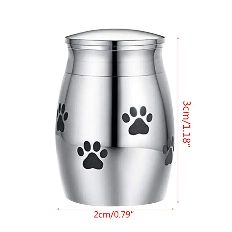 5 Colors Pet Cremation Urns Stainless Steel Ash Memorial Container Puppy Paw Dog Cat Perfect Resting Place Caskets Cat Memorial