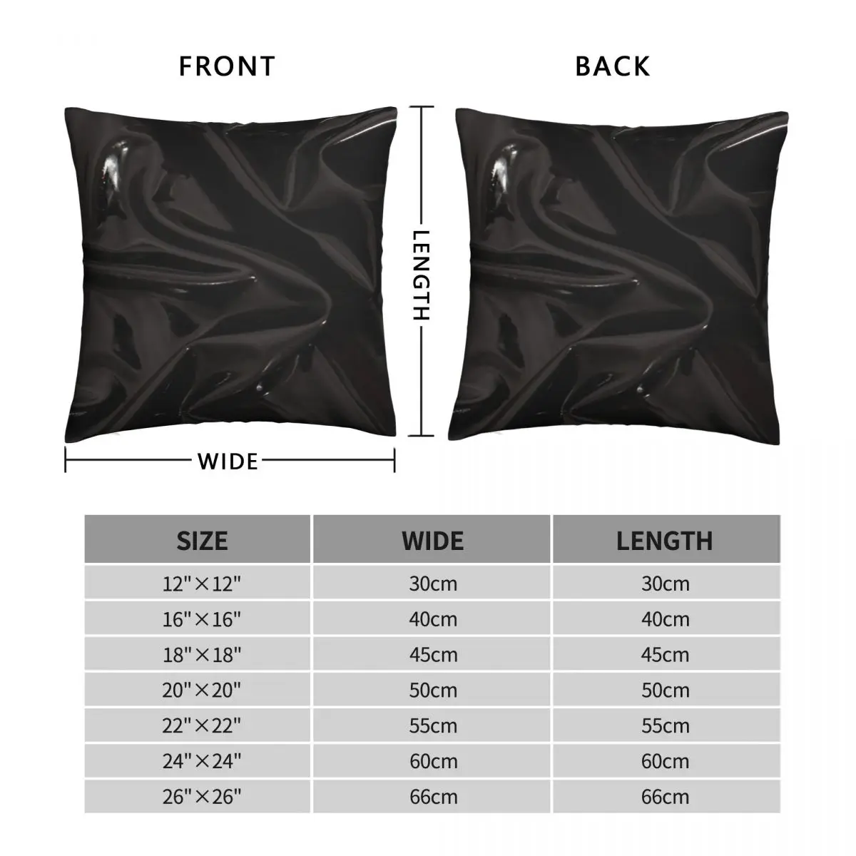 Shiny Black Latex Square Pillowcase Polyester Linen Velvet Printed Zip Decor Pillow Case Bed Cushion Cover 18\