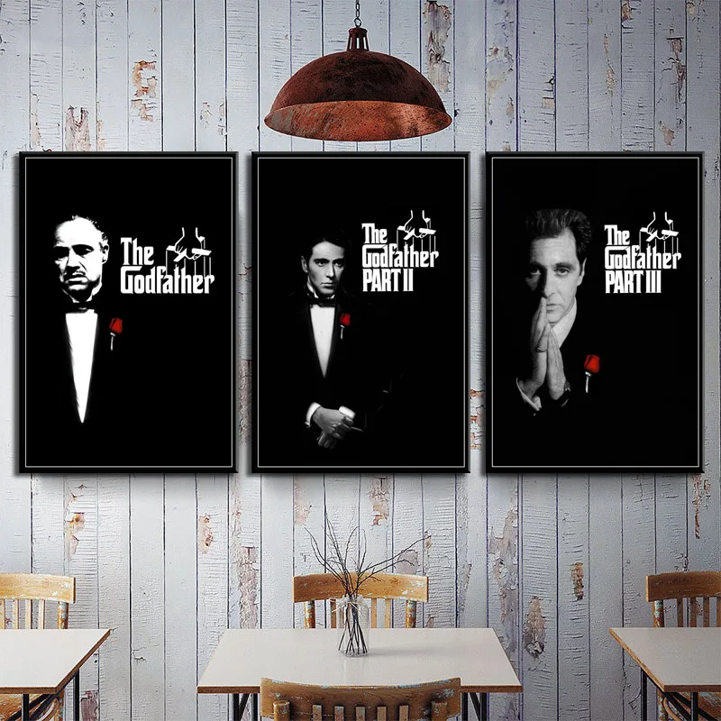The Godfather Movie Series Marlon Brando Al Pacino Classic Art Silk Canvas Painting Poster Artwor for For Living Room Home Decor