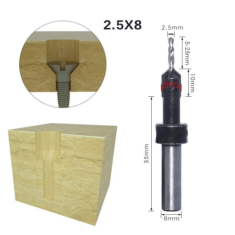 1pcs 8mm 10mm Shank HSS Woodworking Countersink Router Bit Set Screw Extractor Remon Demolition for Wood Milling Cutter