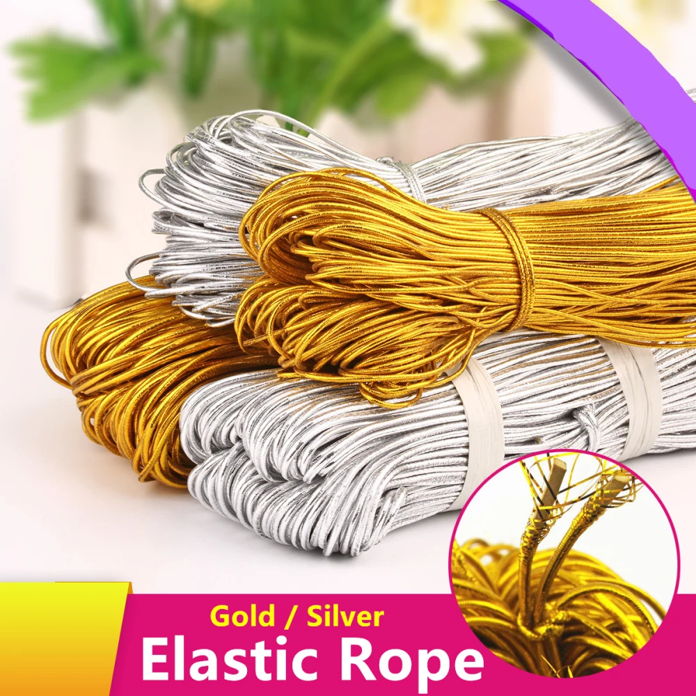 5Yard 1/1.5MM Gold Silver Elastic Line Rubber Band Elastic Rope Spandex String Label Line Garment Trouser DIY Sewing Accessories