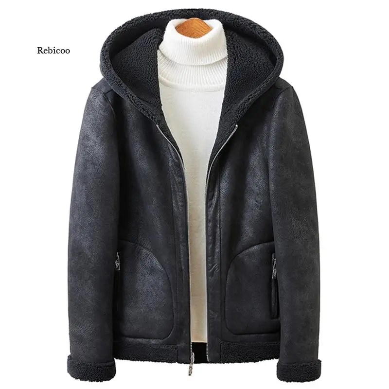 Winter Thick Warm Fleece Parka Jacket Men Reversible Wool Coat Man Hooded Windbreaker Fleece Parkas