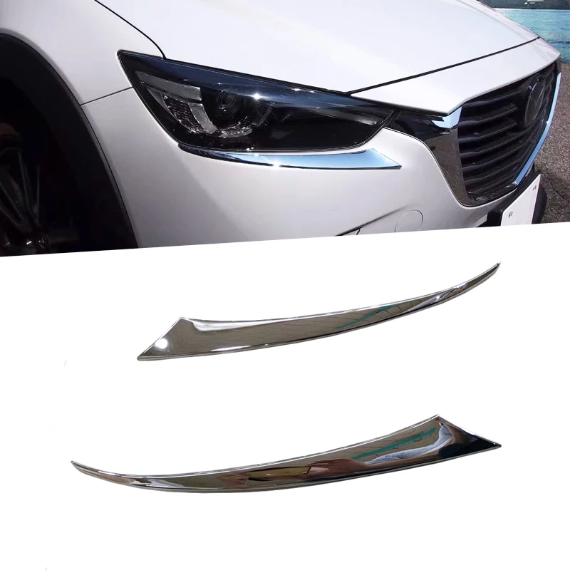 Chrome Parts Head Front Light Lamp Eyebrow Cover Trim Fit For Mazda CX-3 CX 3 2016 2017 2018 2019 CX3 Accessories Decoration