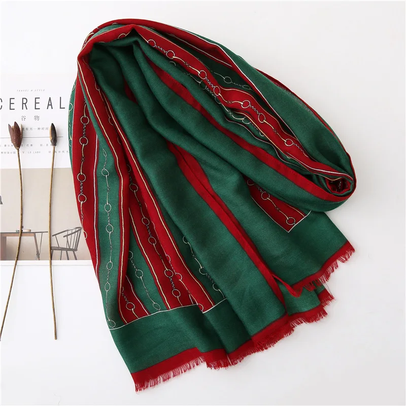 

Lokakadudu autumn winter foreign trade twill cotton scarf chain cotton and linen texture decoration bib shawl scarf female