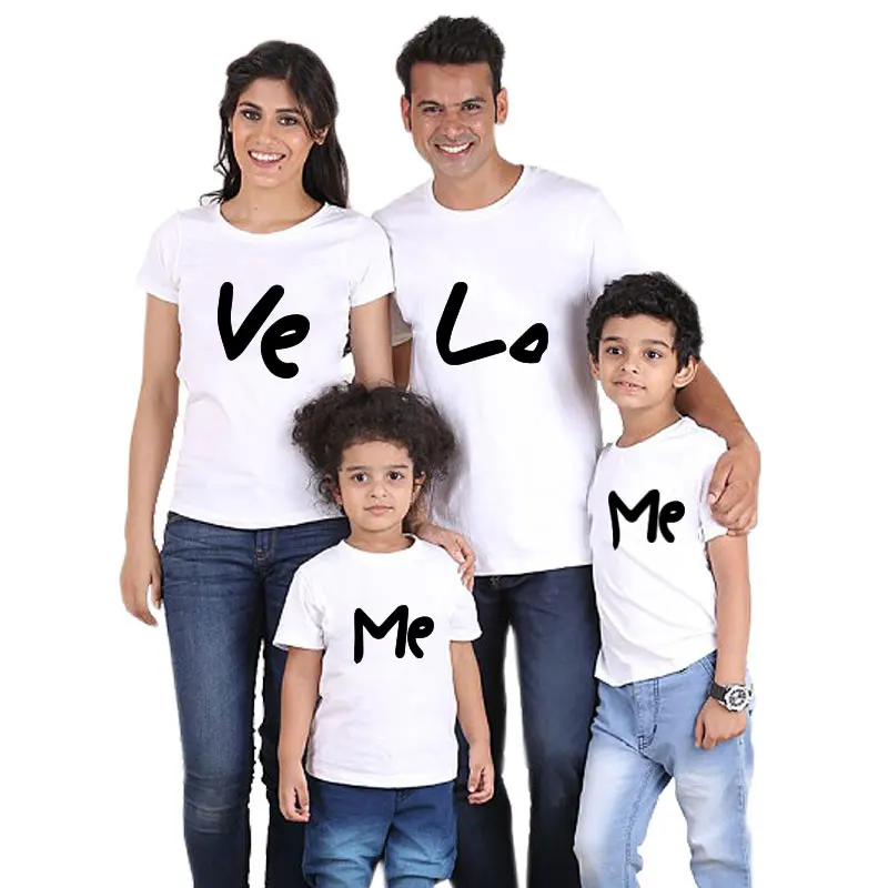 Aile eşleştirme kıyafetleri anne baba kızı oğlu çocuklar bebek t-shirt ebeveyn-çocuk kırmızı mektup baskı kısa kollu T-shirt üstleri