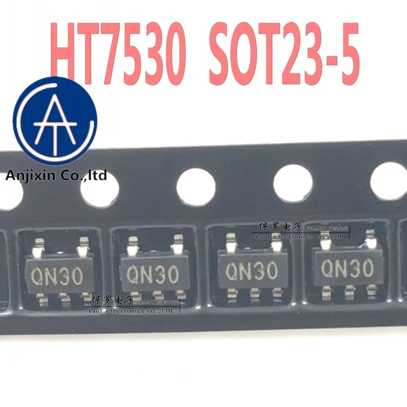 

10pcs 100% orginal and new voltage regulator chip HT7530-1 HT7530 silk screen QN30 SOT23-5 in stock