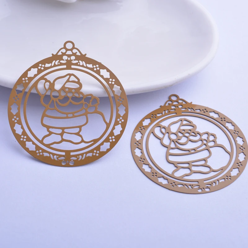 30 Stück AB2923 42*48mm Große Runde Weihnachtsmann-Anhänger DIY Ohrringe Schmuck – Detail 8