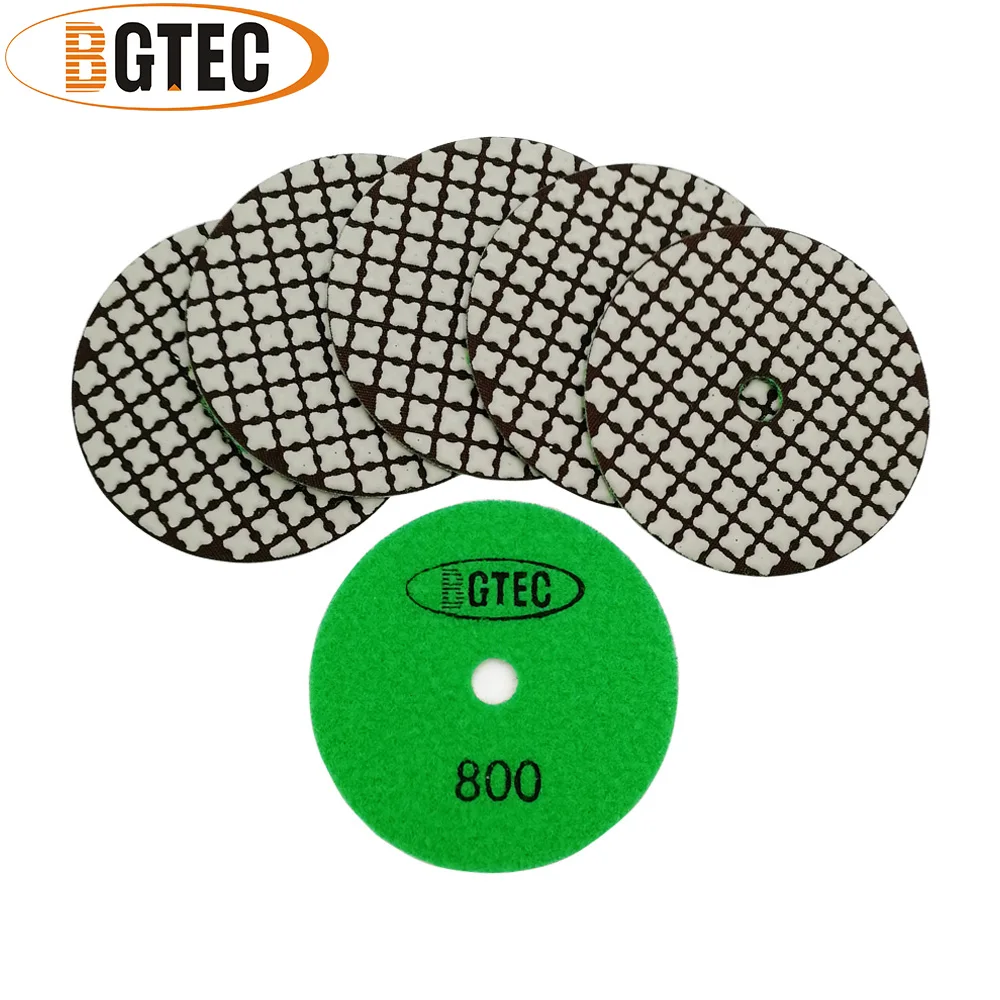 BGTEC 6pcs 100 millimetri #800 Del Diamante A Secco Tamponi Per Lucidatura Flessibile Diametro di 4 pollici In Resina di Bond Levigatura Disco