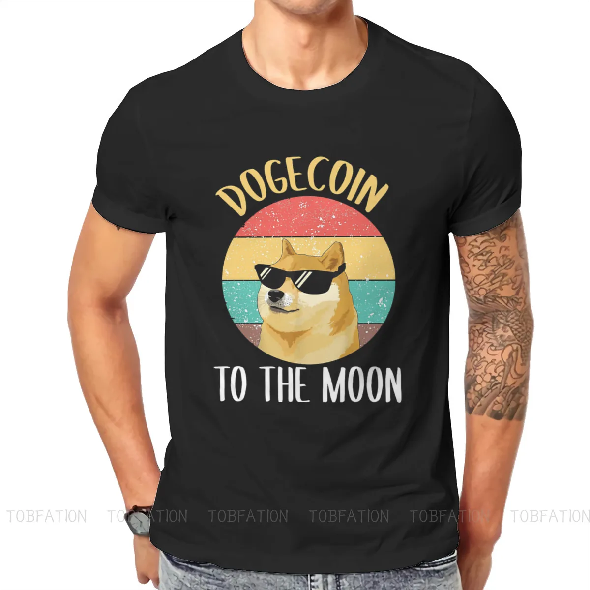 Bitcoin Cryptocurrency Art Dogecoin To The Moon Crypto Coin Classic Tshirt Classic Men's Tops Oversized Cotton O-Neck T Shirt