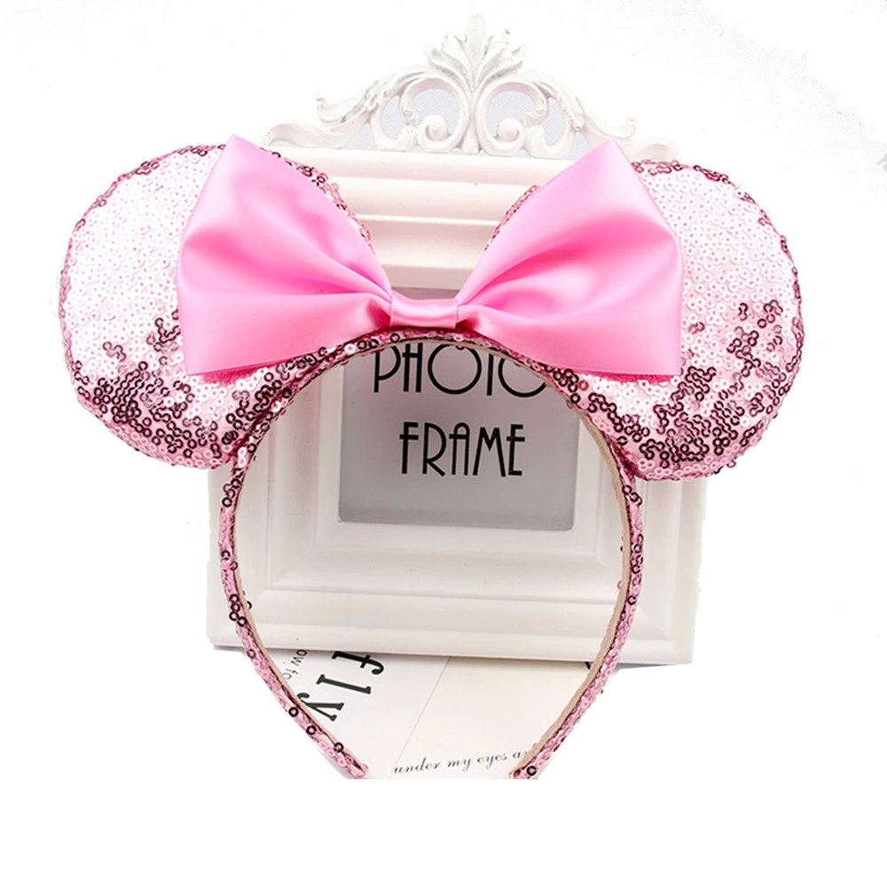 Bow Headwear Minnie Mouse Ears Headband Festival DIY Hair Accessories Hairband Christmas Sequin Hair Bows for girls women gift