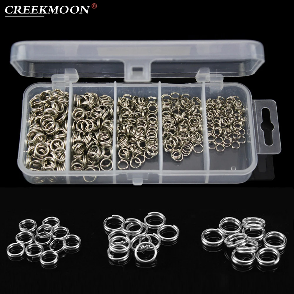 250/500pcs Per Box High Carbon Steel Fishing Rings Hook 5 Sizes Double Loop Split Tool Fishing Accessories Flat Rings Connector