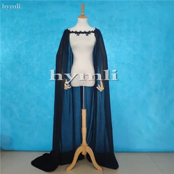 Women's Black Shawl Chiffon Wedding Cloak 2 Meters long Bridal Cape