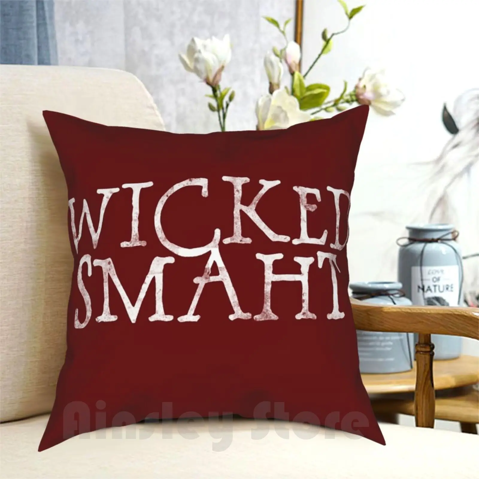 Wicked Smaht Pillow Case Printed Home Soft Throw Pillow Wicked Smaht Boston Smart Intelligent Massachusetts Parody Funny