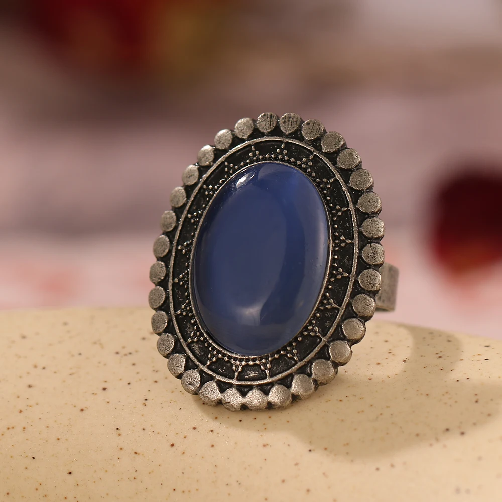 2020 Steampunk New Blue Cat Eye Ring Retro Cat Eye Jewelry Gift Ladies Mens