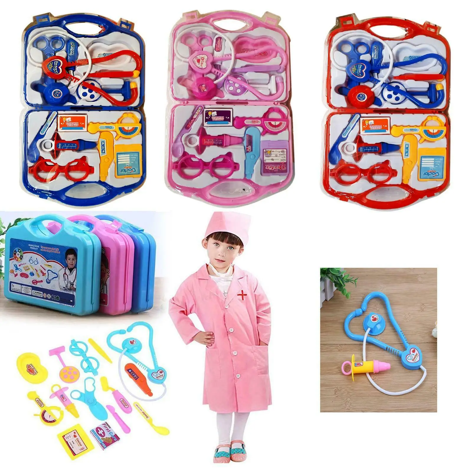 Simulation Accessories Toys Role Playing Family Party Game Doctor Costume Playset Activities for Girl Birthday Gift Study Prop