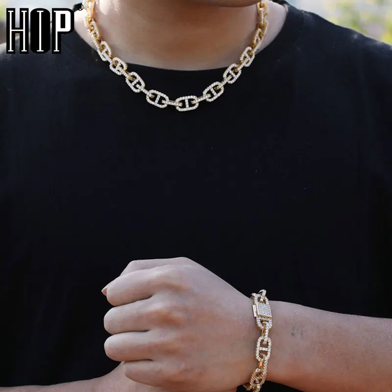 

Hip Hop 11MM Iced Out Cuban Tennis Chain Prong Copper AAA+ Cubic Zirconia Stones Necklace Bracelet For Women Men Jewelry