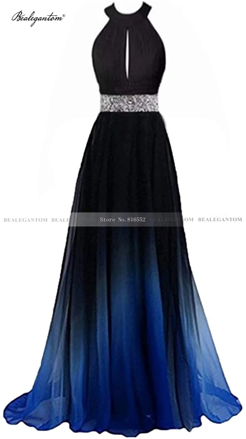 Bealegantom Gradient Chiffon Prom Evening Dresses One Shoulder Long Ombre Bridesmaid Celebrity Gown Vestidos De Noite PD1327