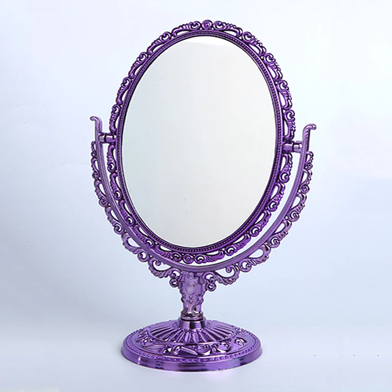 3-Color European-Style Desktop Double-Sided Mirror Oval Mirror Round Mirror Antique Rotating Beauty Desktop Vanity Mirror