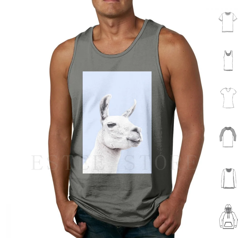 Blue Llama Ii Tank Tops Vest Llama Face Portrait Animal Lama Animals Animal Portrait Neck Eyes Nose Head Blue Nursery