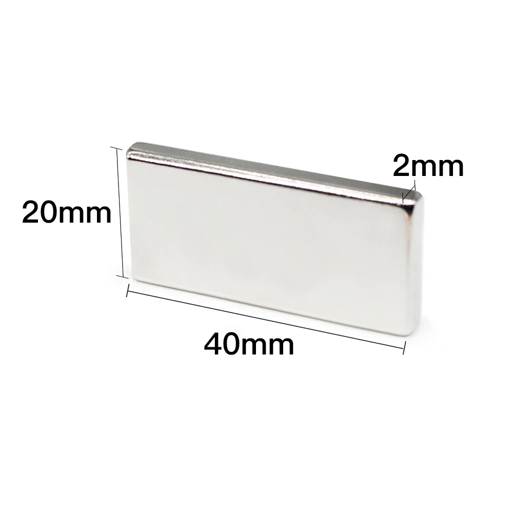 2/5/10/15/20/50PCS 40x20x2mm Block Strong Powerful Magnets Long Rectangular Permanent Neodymium Magnet Sheet 40x20x2 40*20*2 mm