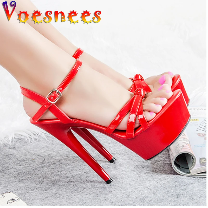 Voesnees Nightclub Women Shoes Sandals Platform Steel Pipe Dance Shoes Thin High-heeled 13-15 cm Female Waterproof Wedding Shoes