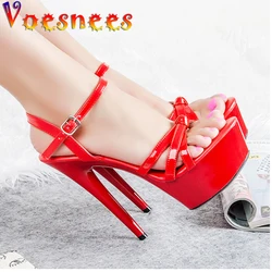 Voesnees Nightclub Women Shoes Sandals Platform Steel Pipe Dance Shoes Thin High-heeled 13-15 cm Female Waterproof Wedding Shoes