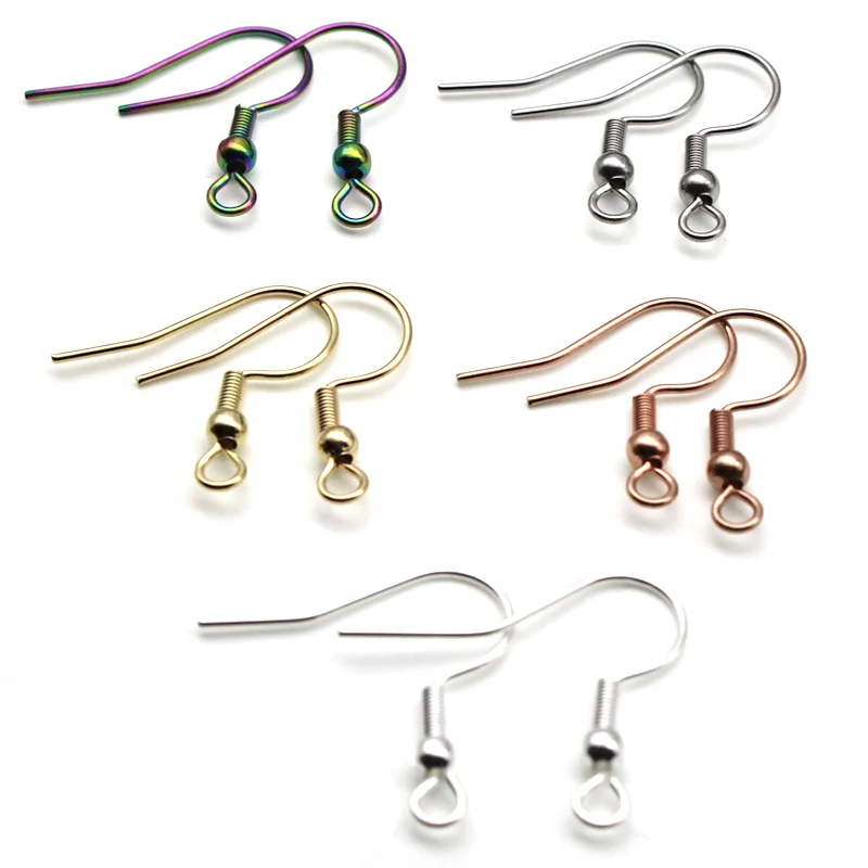 

50pcs/lot Stainless Steel Rose Gold Silver Earring Hooks Earrings Clasps Findings Earring Wires For Jewelry Making Supplies DIY