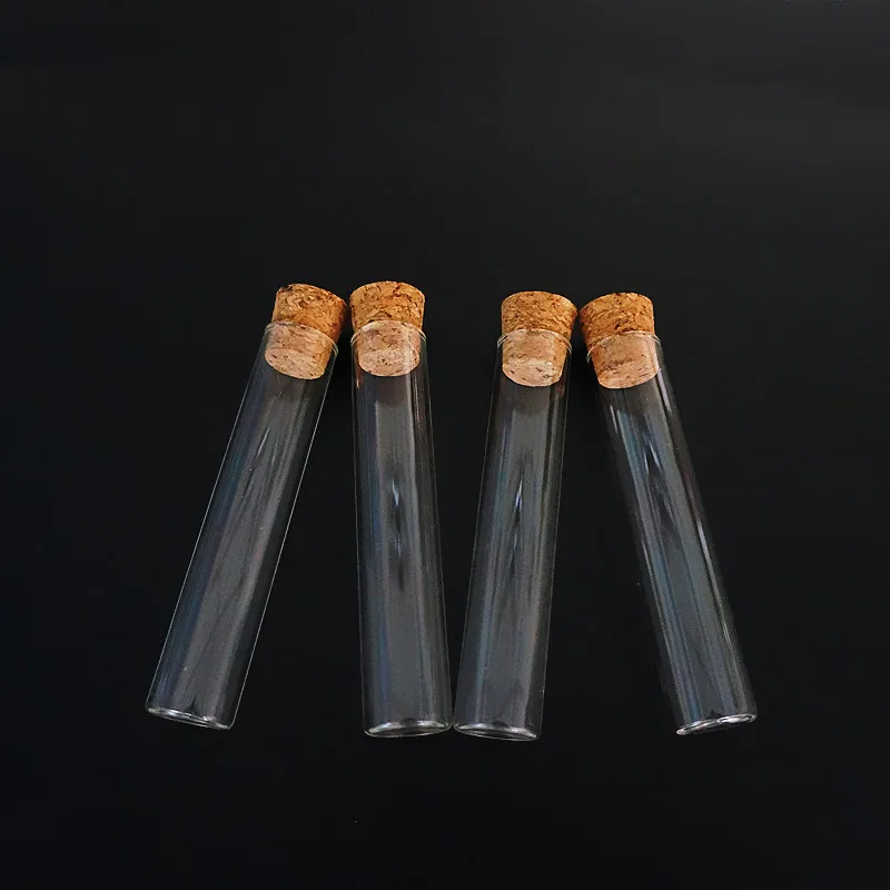 8pcs/lot Clear 20x100mm Clear Glass Flat Bottom Test Tubes with cork stopper for kinds School/Laboratory Glassware