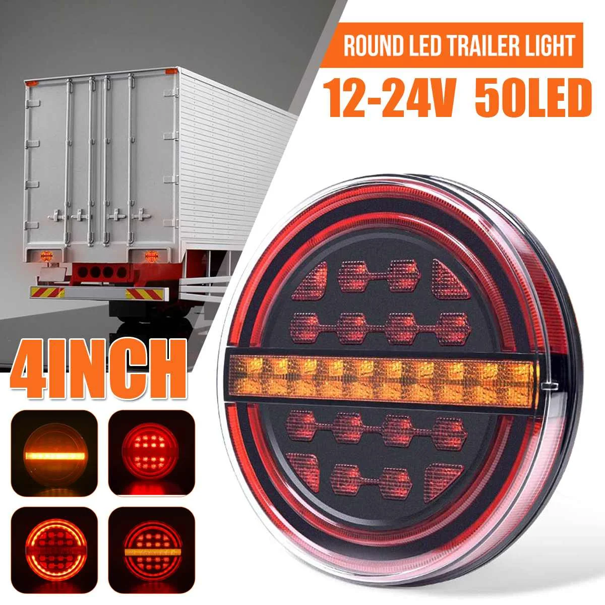 

1/2/4pcs 12-24V LED Trailer Truck Tail Light Taillight Car Boat Bus Caravan Brake Light Flowing Turn Signal Lamp Strobe Lights