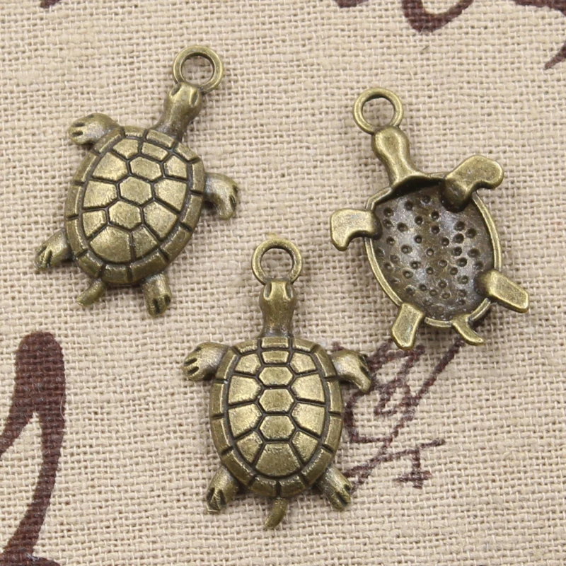 20pcs Charms Tortoise Turtle Sea 26x17mm Antique Bronze Silver Color Pendants DIY Making Findings Handmade Tibetan Jewelry