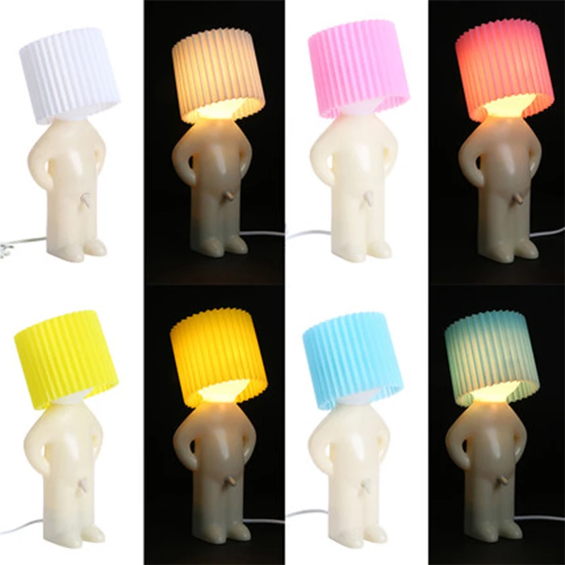 New Creative Night Light LED Naughty Boy Bedside Plug-in Energy-Saving Cartoon Table Desktop Lamp Decoration Kids Gift Lighting