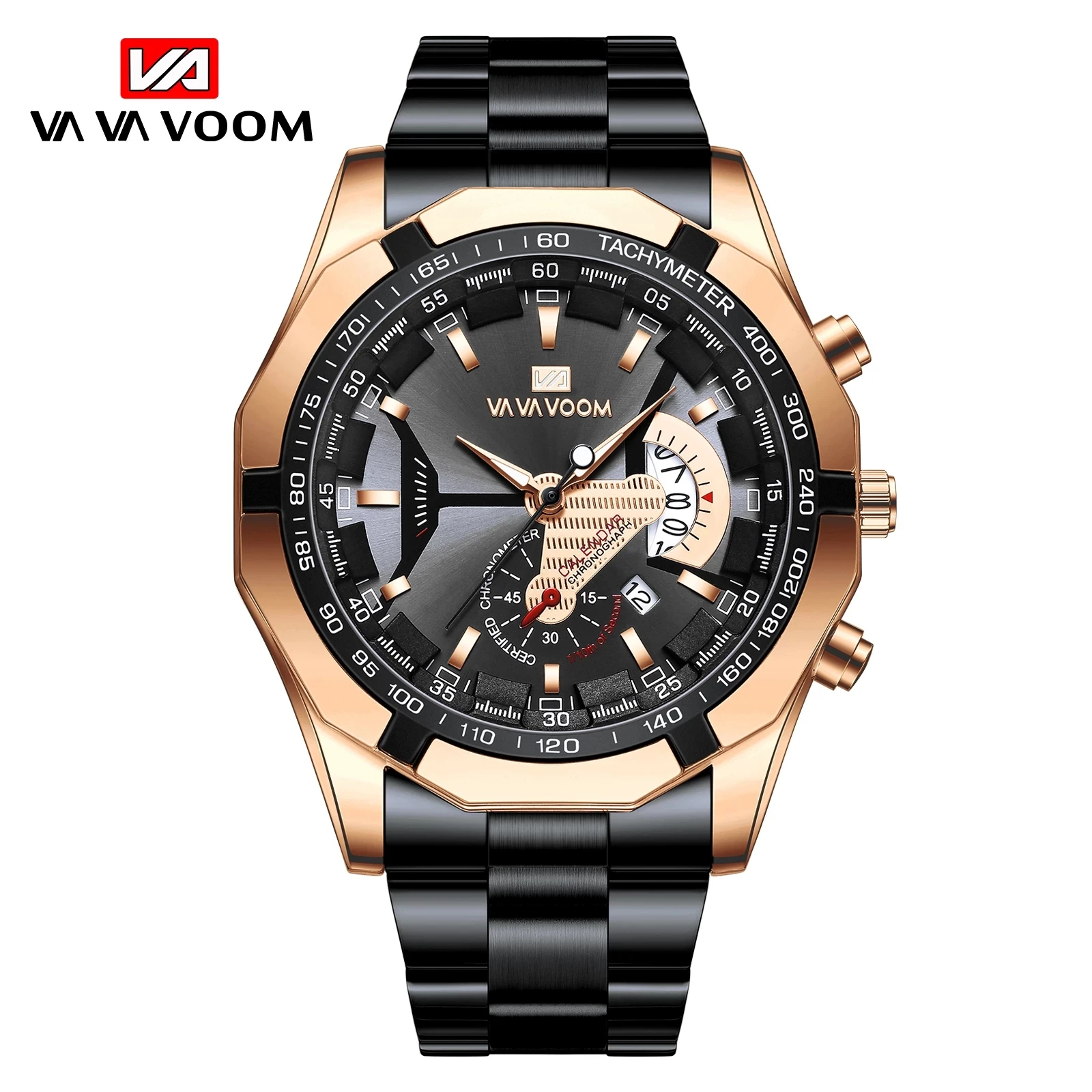 VAVA VOOM Watches Men Sport Stainless Steel Band Waterproof Casual Military Outdoor Luxury Quartz Watch часы мужские Silver