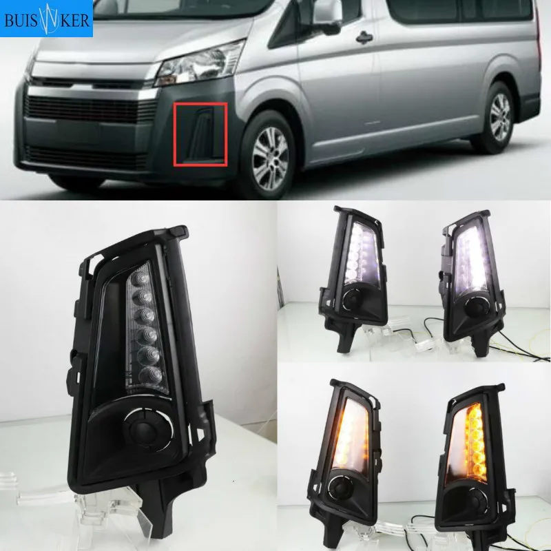 

2PCS Dynamic Yellow Turn Signal Function 12V Car DRL Lamp LED Daytime Running Light For Toyota Hiace 2019 2020