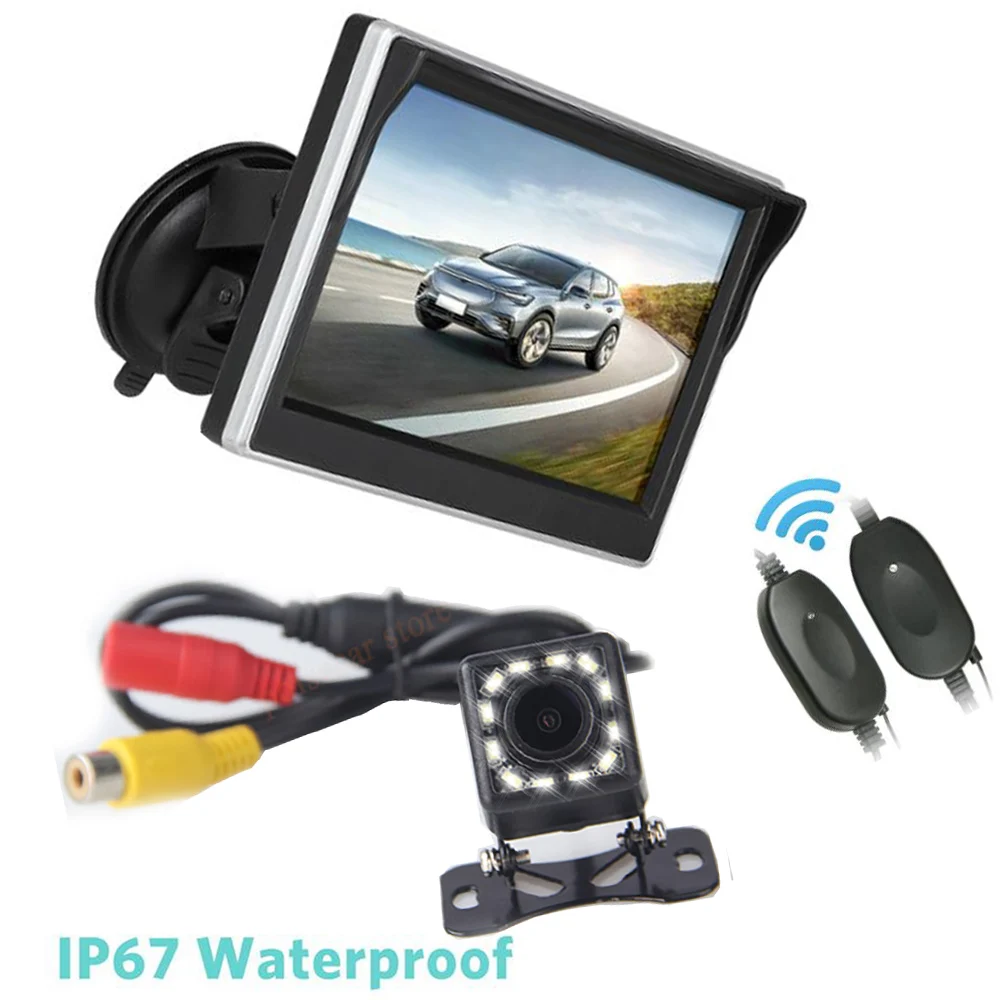 

Wireless 5 inch Car Monitor With Rear View Camera Backup For Parking TFT LCD Digital 800*480 16:9 Screen 2 Way Video input