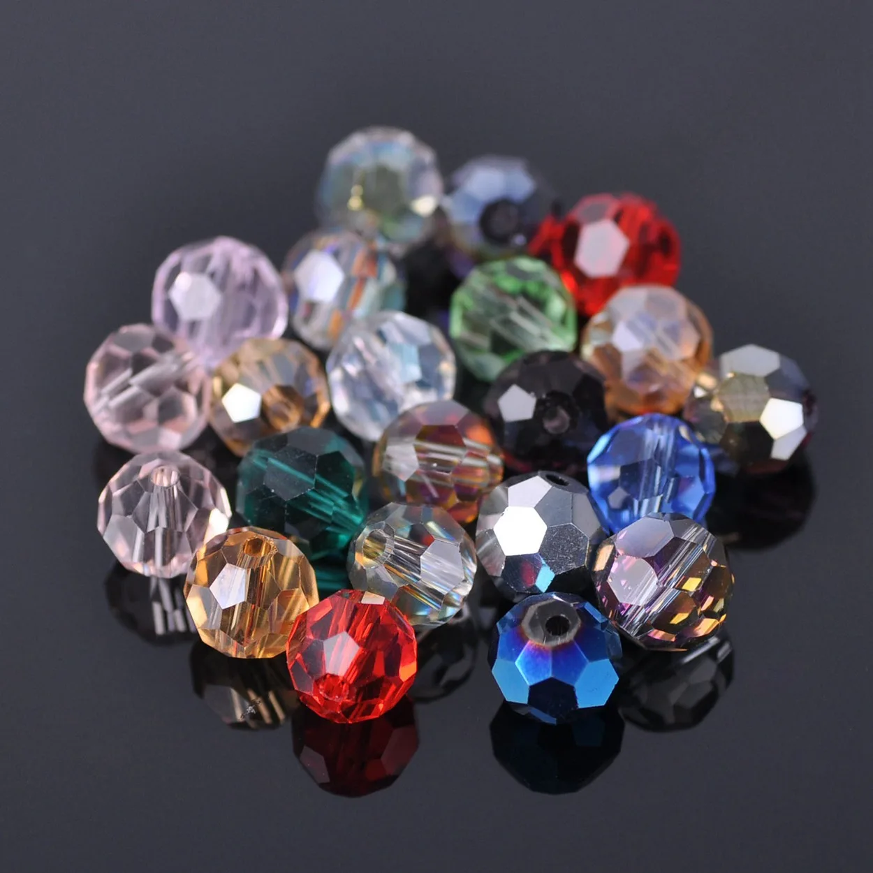 Round 32 Facets Cut Ball Plated Colors 3mm 4mm 6mm 8mm Faceted Crystal Glass Loose Spacer Beads Lot For Jewelry Making DIY